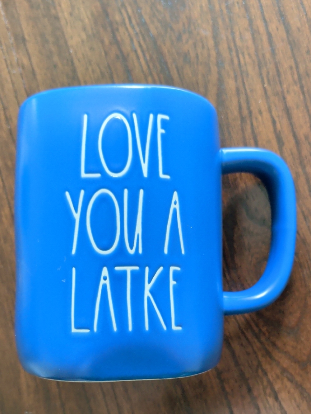 RAE DUNN By Magenta 'Love You a Latke' Blue Ceramic Coffee Mug